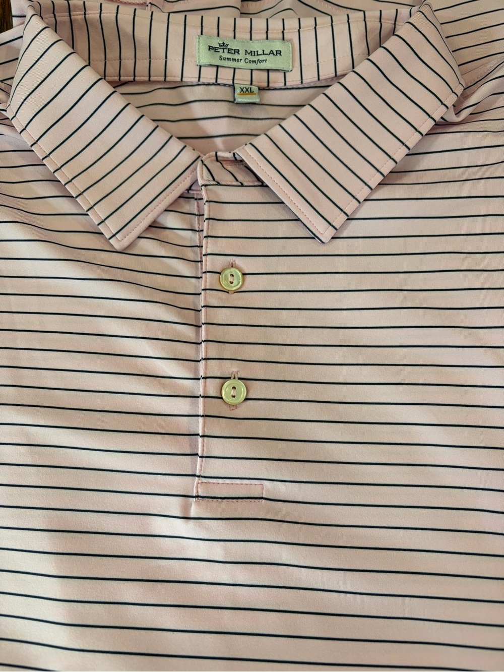 Peter Millar Summer Comfort Men’s Polo Shirt Striped  Golf 2XL XXL Pink Stripe